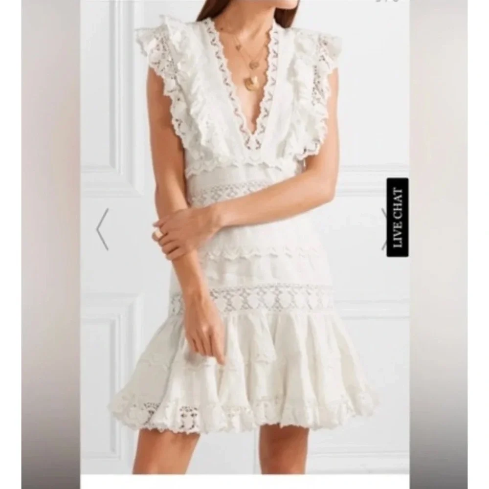 zimmermann wayfarer linen dress Zimmermann | Dresses | Zimmermann Wayfarer Flutter 0 Linen Mini Dress  Womens 0 Ivory Bridal Boho Euc